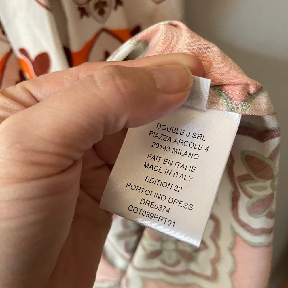 La DoubleJ Portofino Dress XS Partenope 1970s Tile Print Cotton Poplin Midi NWT - Picture 8 of 9